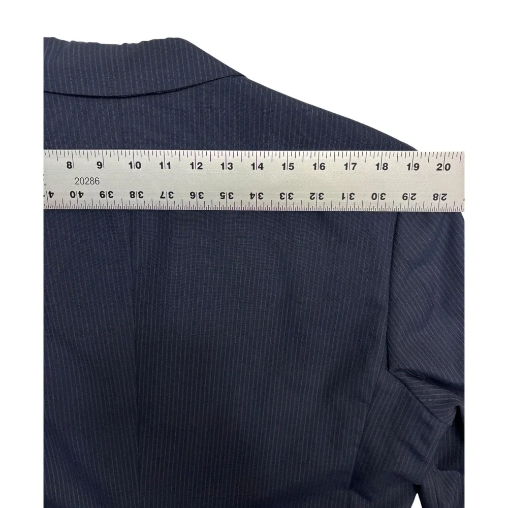 vtg Hickey Freeman 44R 36x30 Navy Blue Pinstripe 2pc Pant Suit USA Wool Classic